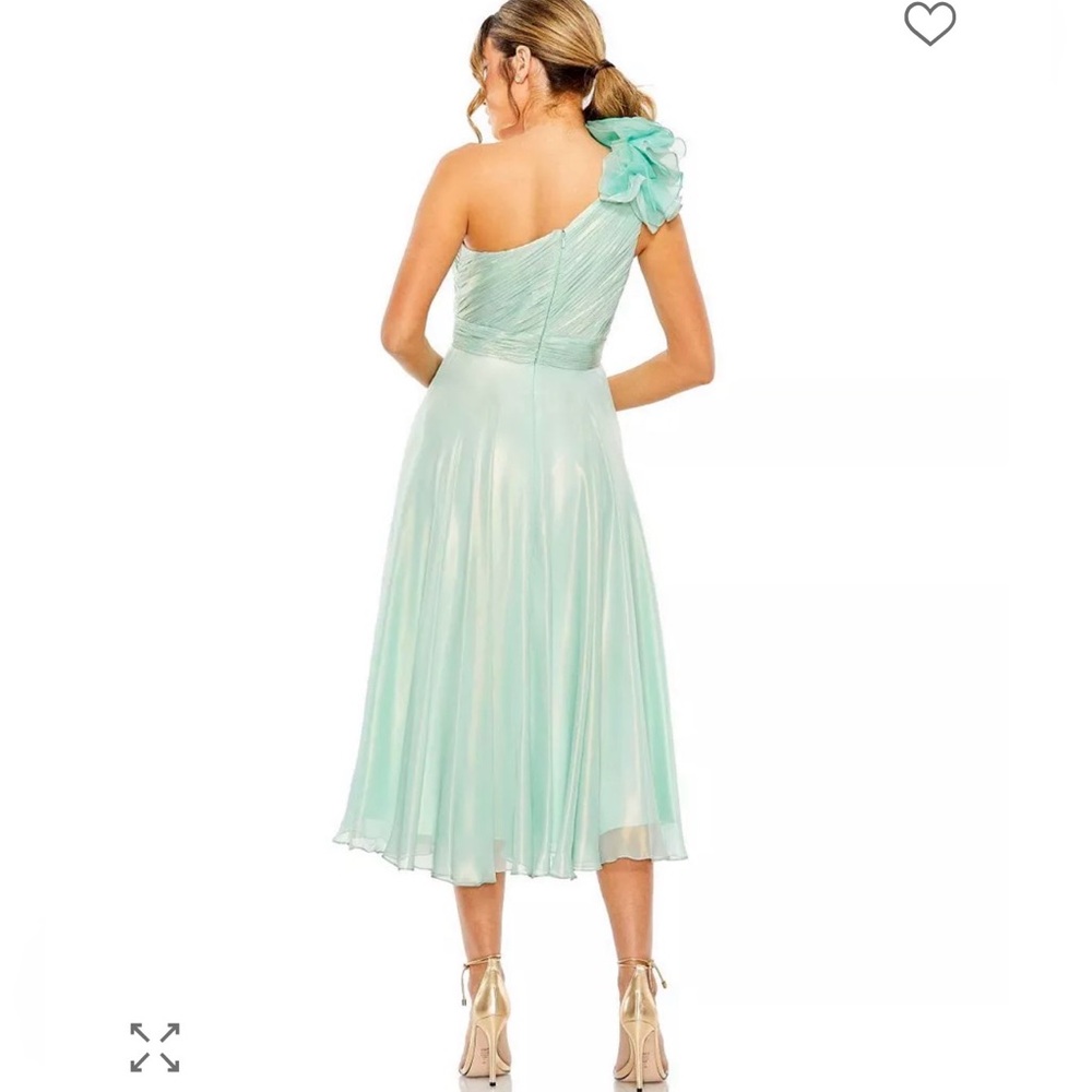 NWT Mac Duggal Rosette One Shoulder Tea Length Dress - Picture 3 of 3